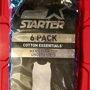 STARTER Men's Cotton Essentials Black Tank Tops - 6 Pack